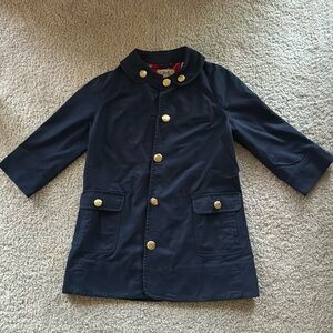Juicy Couture Navy Trench Coat with Gold Buttons